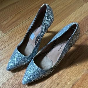 Sequined silver stilettos